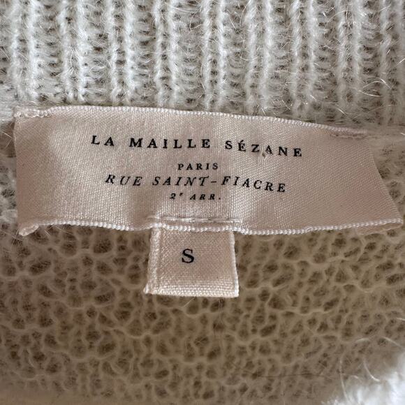 Sezane Mohair Elsa Sweater Ecru Cream Size Small Ruffle Detail - Picture 3 of 5